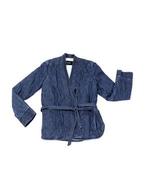 Rachel Comey Quilted Indigo Denim Pre Dawn Wool Lined Wrap Jacket Size 4